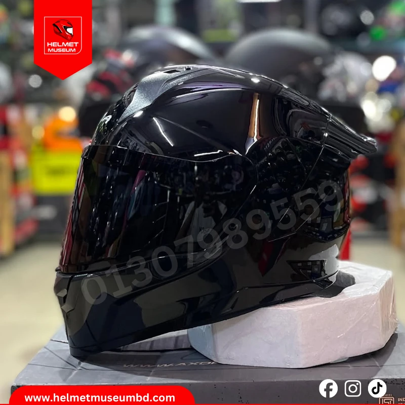 Vega Sonic Black Glossy Full Face Helmet with Black Smoke Visor – ISI & DOT Certified, Black Smoke Visor Stylish and Durable for Ultimate