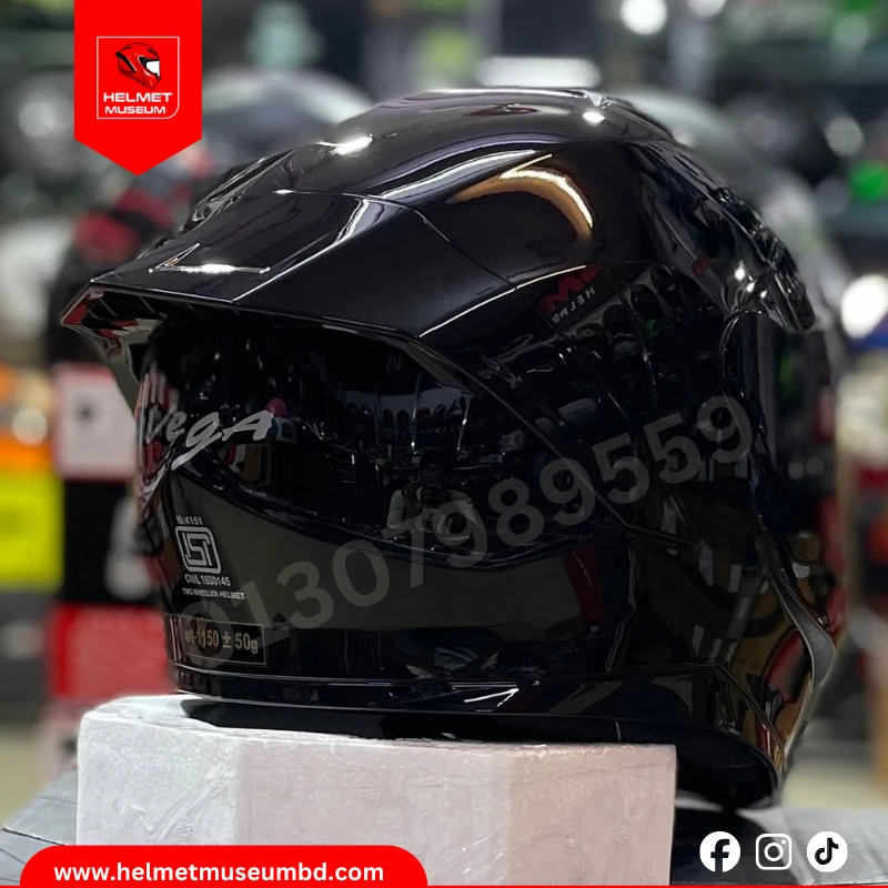 Vega Sonic Black Glossy Full Face Helmet with Black Smoke Visor – ISI & DOT Certified, Black Smoke Visor Stylish and Durable for Ultimate - Image 4