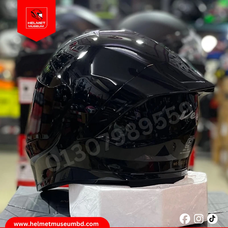 Vega Sonic Black Glossy Full Face Helmet with Black Smoke Visor – ISI & DOT Certified, Black Smoke Visor Stylish and Durable for Ultimate - Image 5