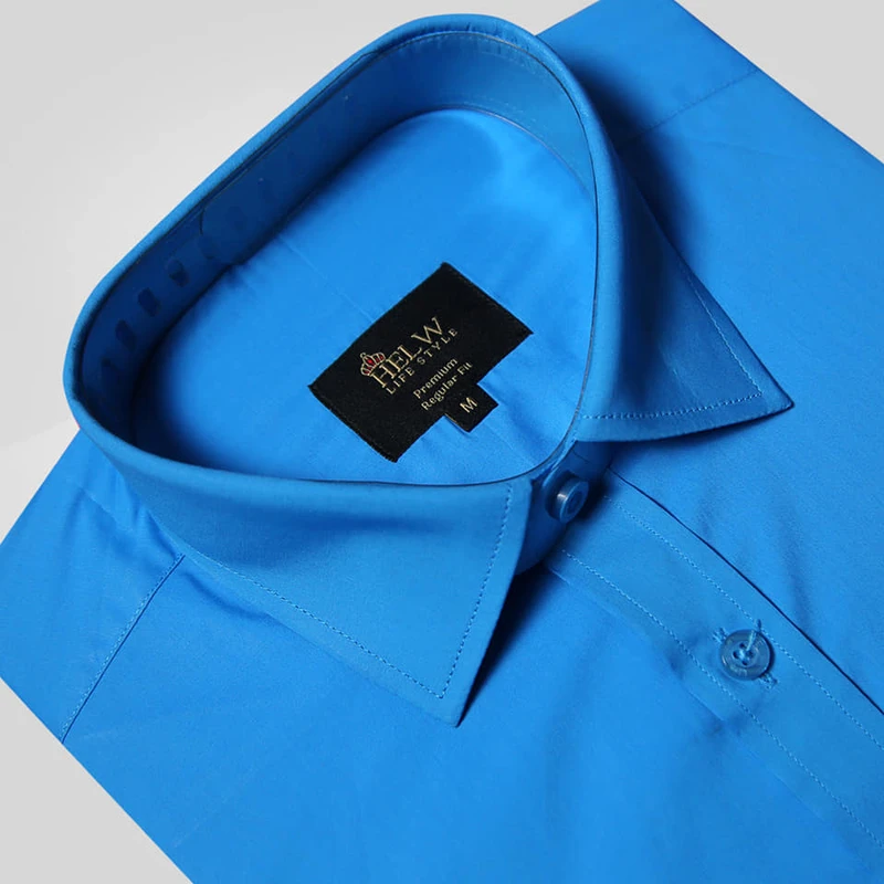 Cotton Dark Sky Blue Shirt - Image 3