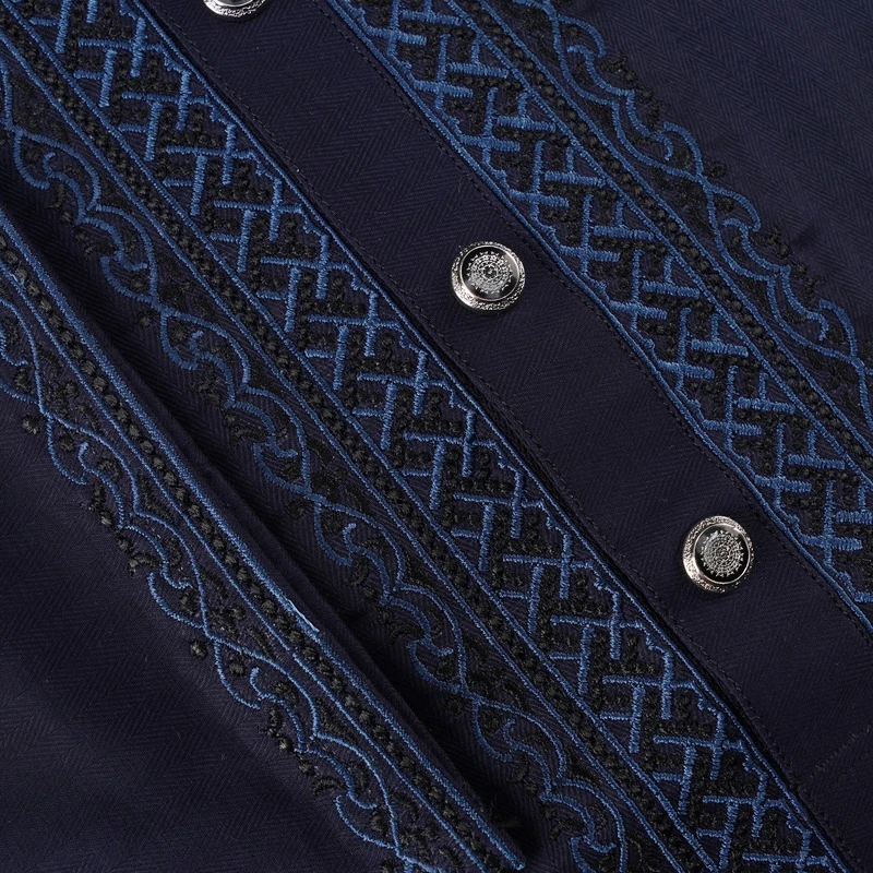 Fancy Cotton Panjabi- Metallic Blue - Image 3