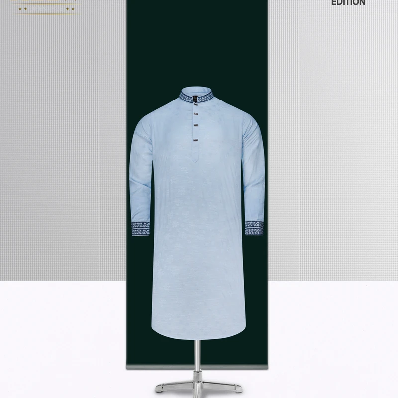 Giza Jacquard Panjabi- Sky Blue