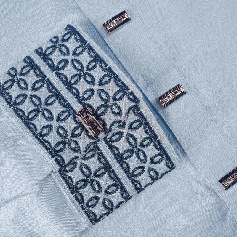 Giza Jacquard Panjabi- Sky Blue - Image 3