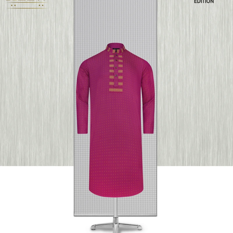 Luxury Cotton Panjabi- Magenta rose