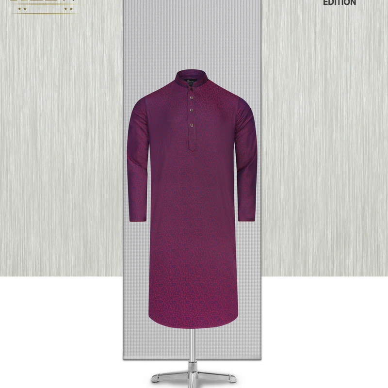Giza Jacquard Panjabi- Royal Burgundy