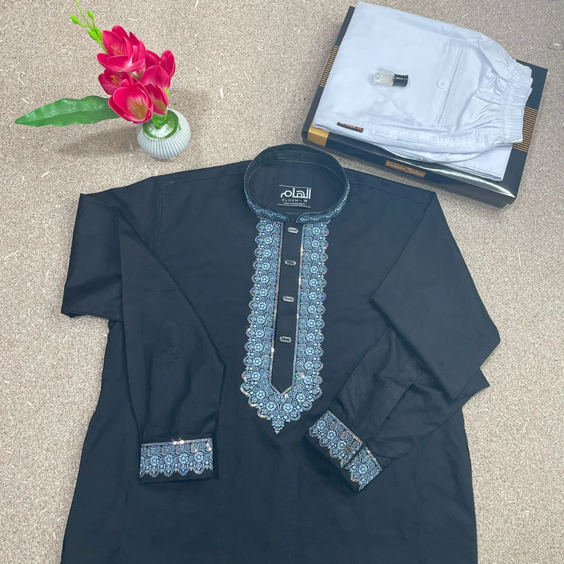 Sequence Embroidery Design Panjabi Giza Cotton Fabric (Combo Offer)