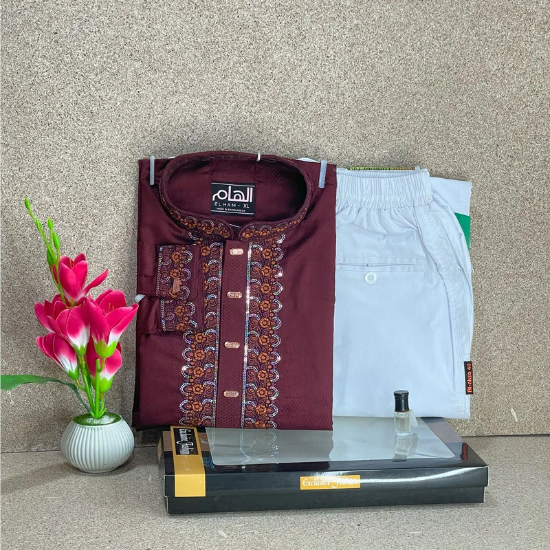 Sequence Embroidery Design Panjabi Giza Cotton Fabric (Combo Offer)