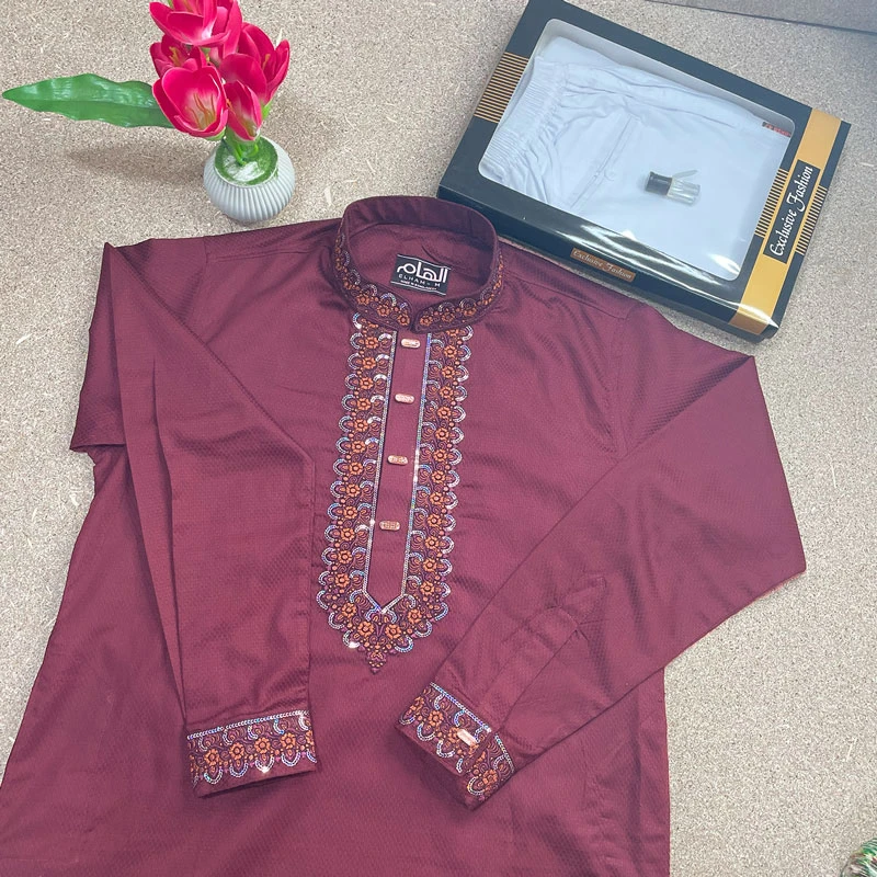 Sequence Embroidery Design Panjabi Giza Cotton Fabric (Combo Offer)