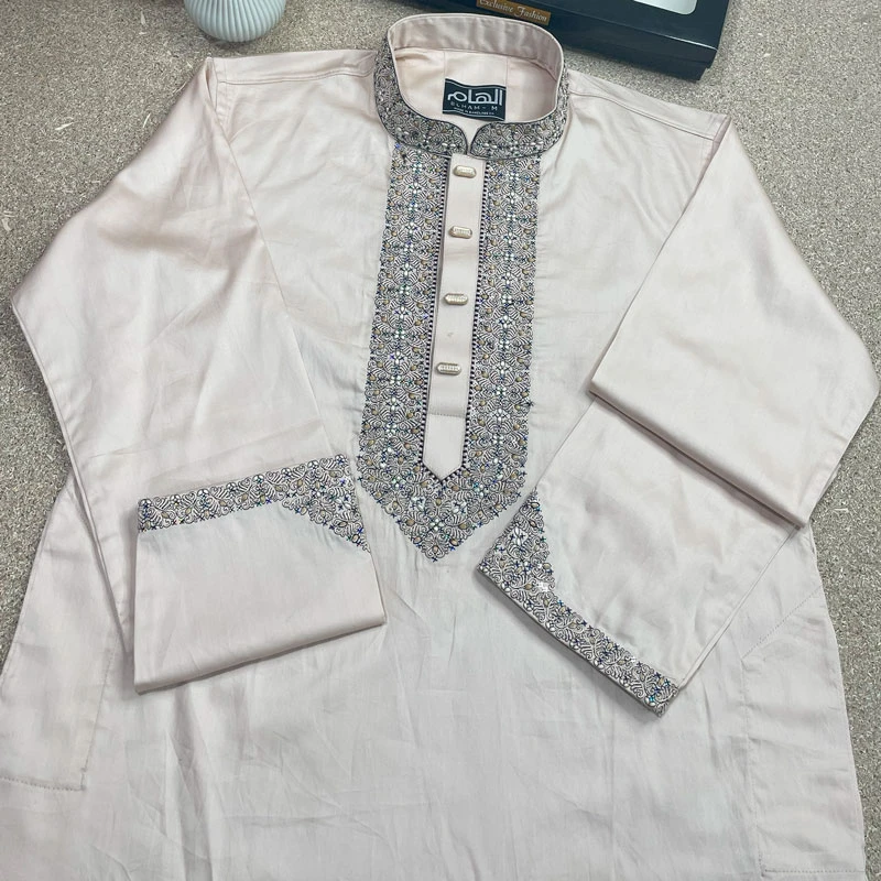 Chain Sequence Embroidered Design (Plain Sutin Fabric)