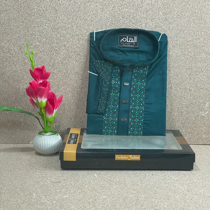 Chain Sequence Embroidered Design (Plain Sutin Fabric)