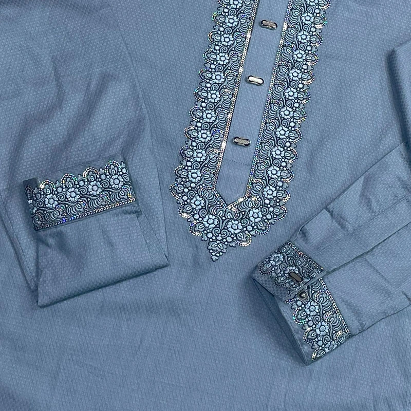 Sequence Embroidery Design Panjabi Giza Cotton Fabric (Combo Offer) - Image 3