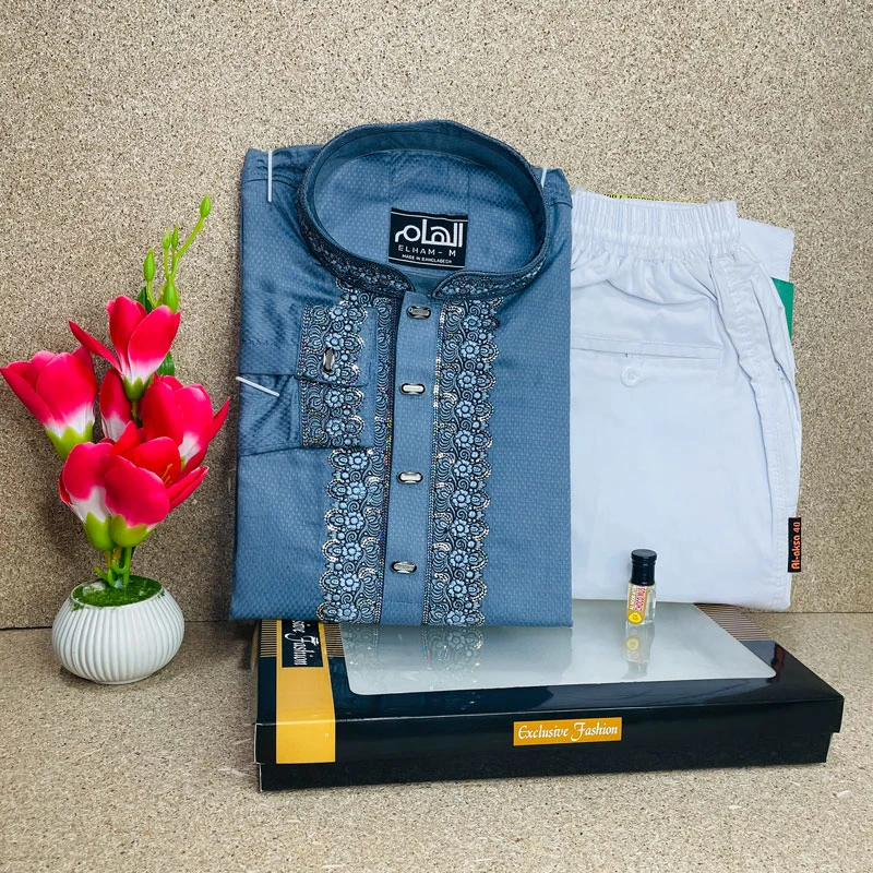 Sequence Embroidery Design Panjabi Giza Cotton Fabric (Combo Offer)