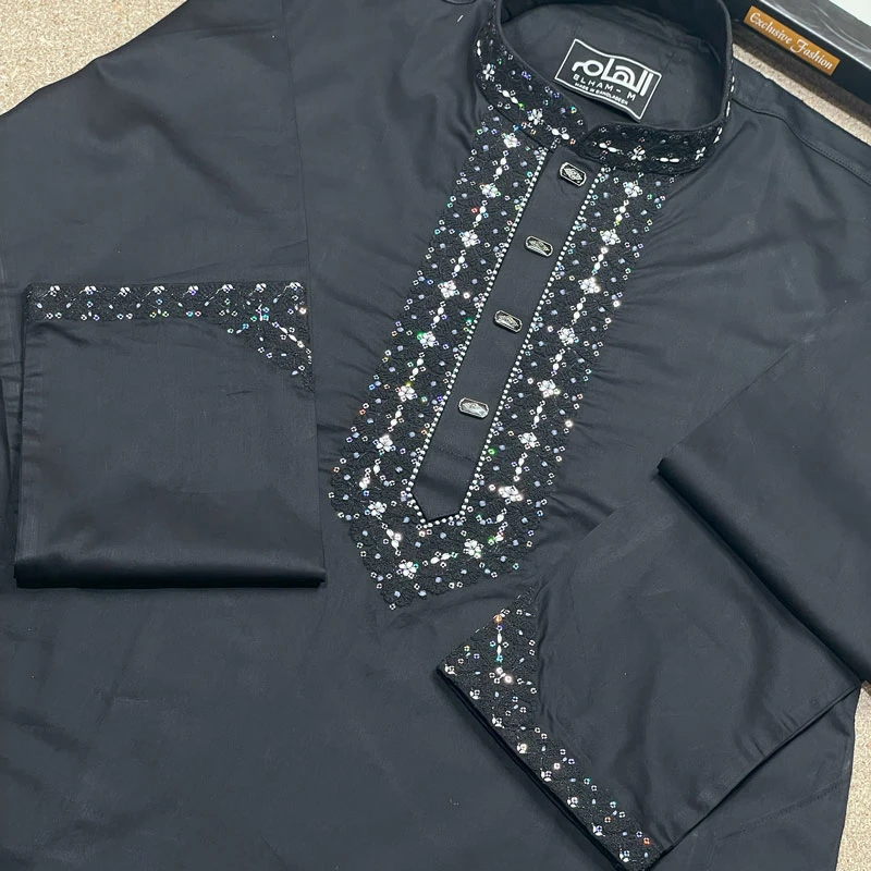 Chain Sequence Embroidered Design (Plain Sutin Fabric)