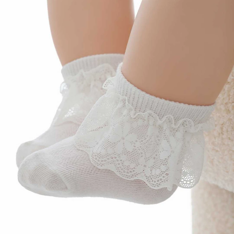 Cute Baby Girls Lace Ruffle Socks ০-১২মাস ফ্রি সাইজ
