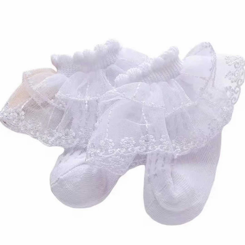Baby Girls Socks Double Layered Lace Socks ০-১২মাস ফ্রি সাইজ
