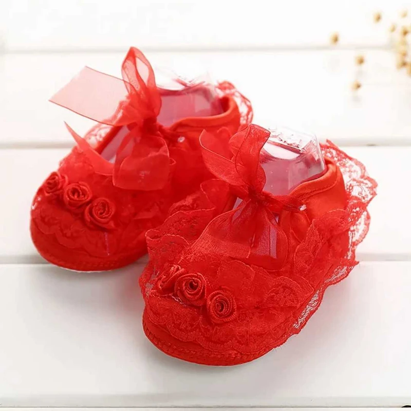 Flower Shoes Red Colour ০-১২মাস ফ্রি সাইজ