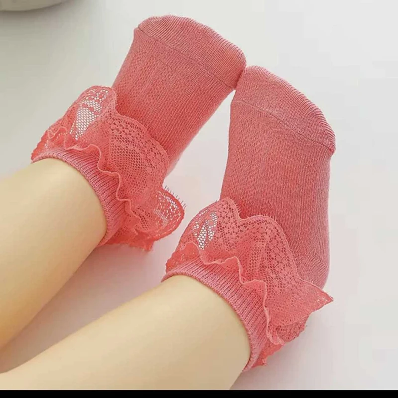 Cute Baby Girls Lace Ruffle Socks ০-১২মাস ফ্রি সাইজ
