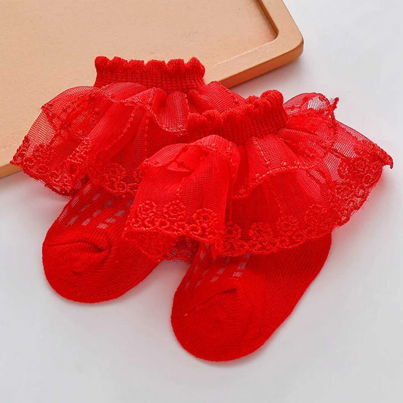 Baby Girls Socks Double Layered Lace Socks ০-১২মাস ফ্রি সাইজ