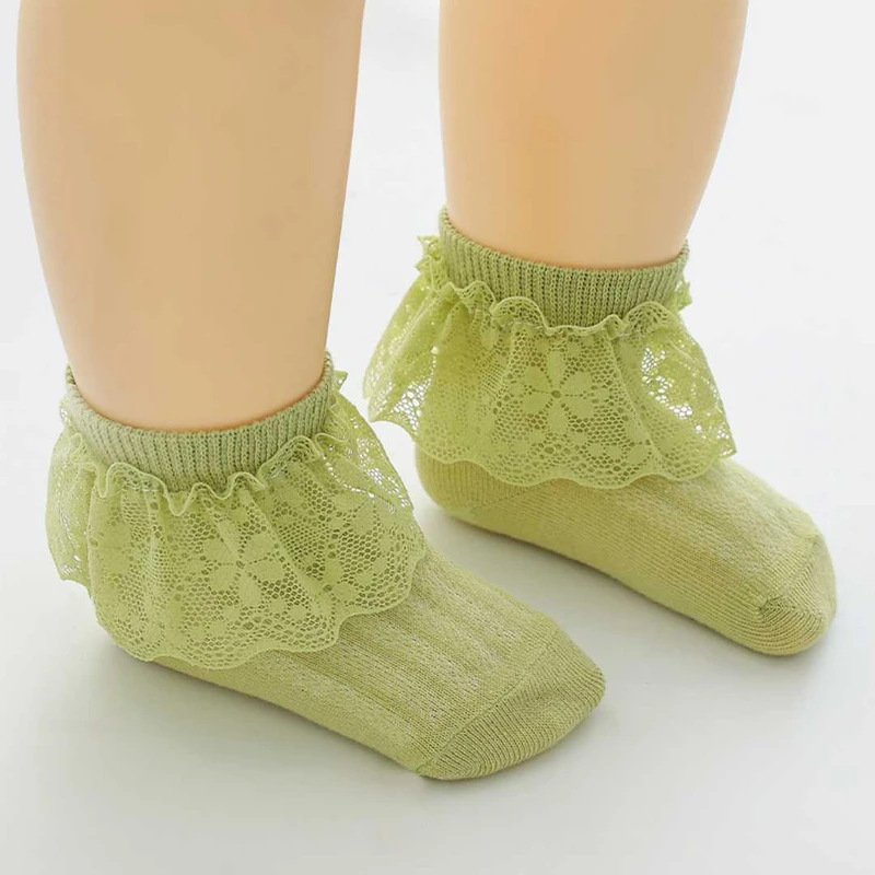 Cute Baby Girls Lace Ruffle Socks ০-১২মাস ফ্রি সাইজ