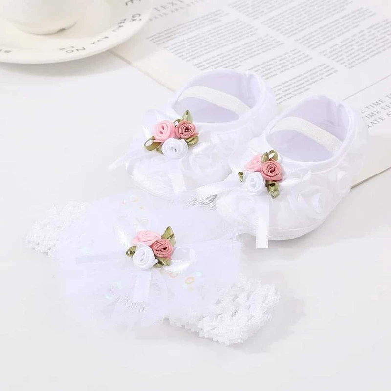 3 Flower Shoes White Colour ০-১২মাস ফ্রি সাইজ