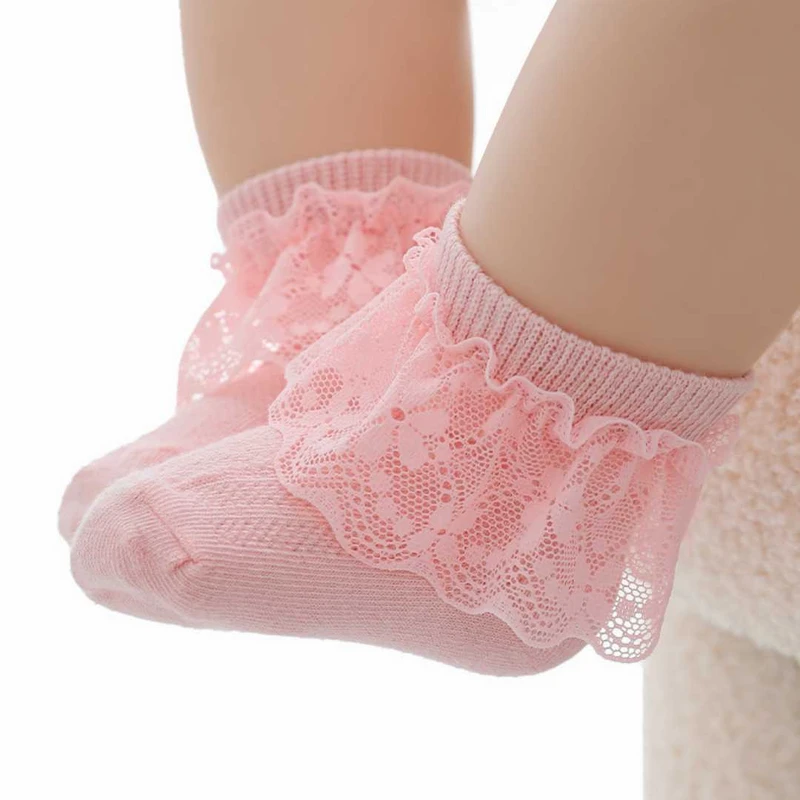 Cute Baby Girls Lace Ruffle Socks ০-১২মাস ফ্রি সাইজ