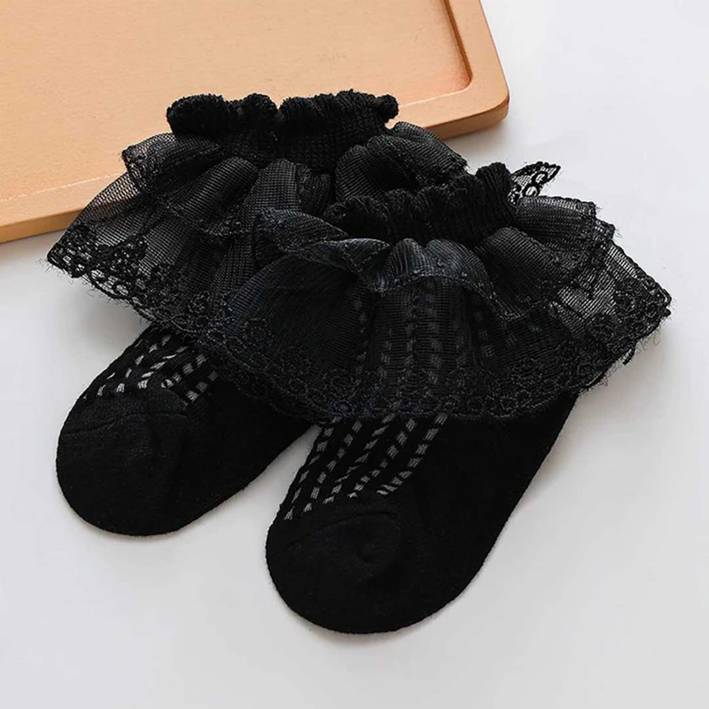 Baby Girls Socks Double Layered Lace Socks ০-১২মাস ফ্রি সাইজ
