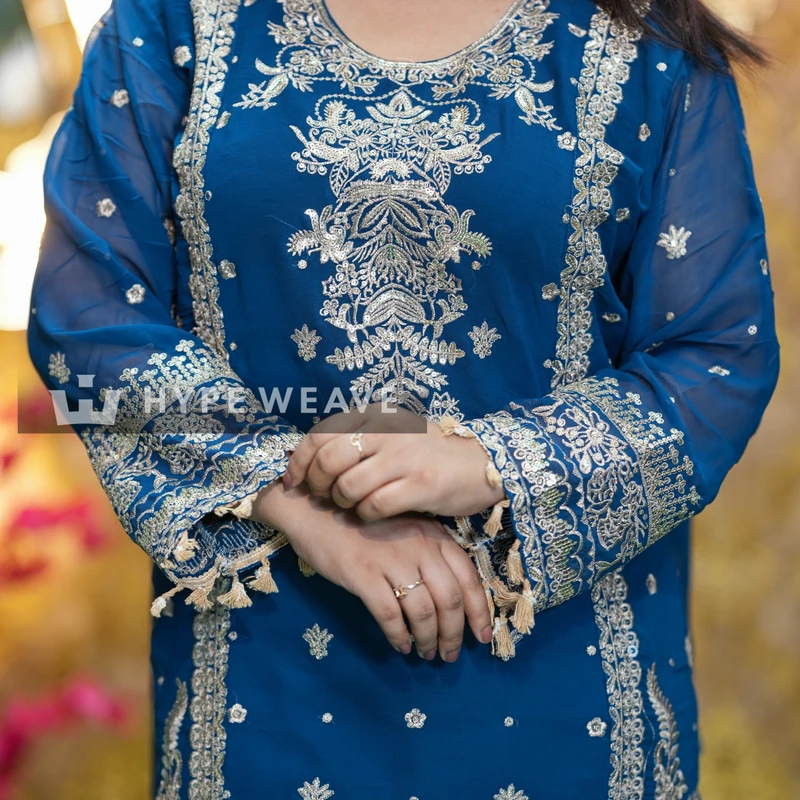 Embroidered Georgette Three-Piece For Eid Al-Adha | Hype Weave