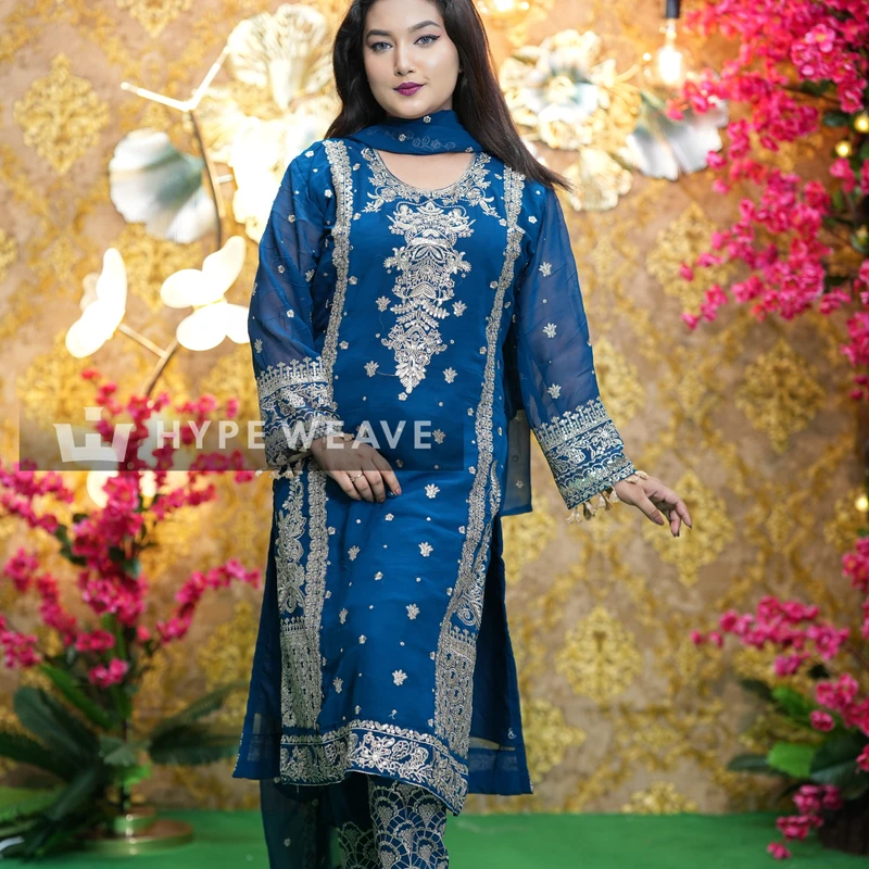 Embroidered Georgette Three-Piece For Eid Al-Adha | Hype Weave - Image 3