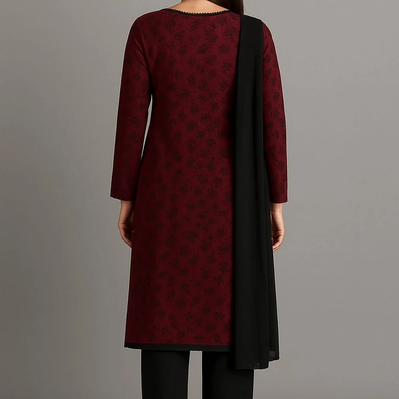 Cotton Three-Piece with 5-Haat Orna |