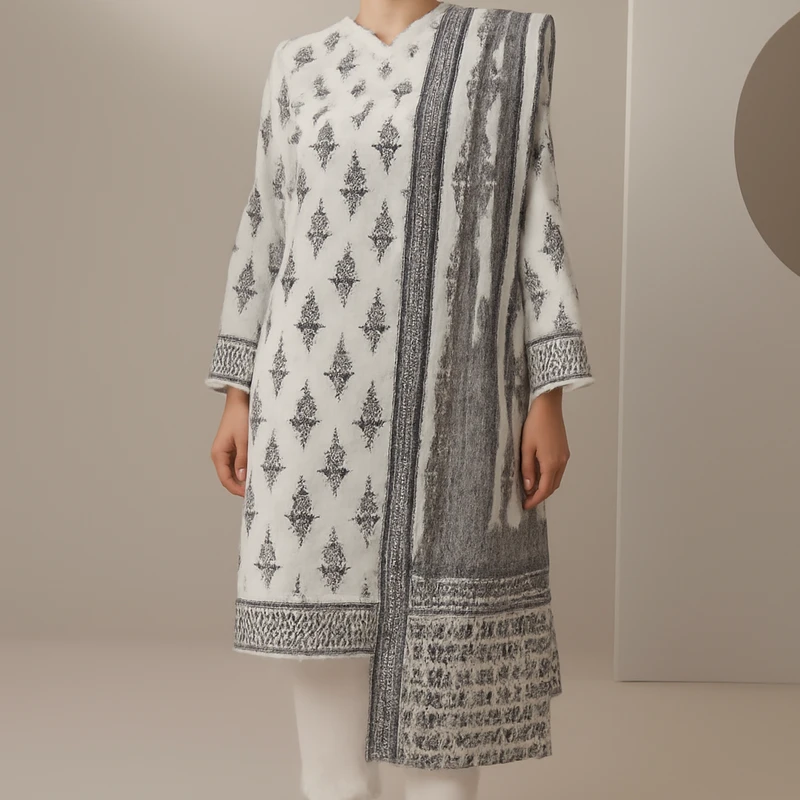 Cotton Three-Piece with 5-Haat Orna - Image 9