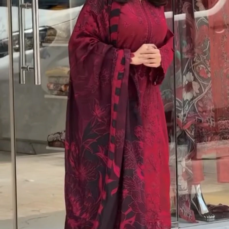 Cotton Three-Piece with 5-Haat Orna | - Image 6