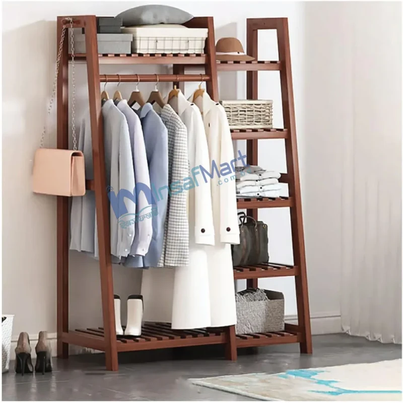 Stylish Wooden Alna | Bedroom Closets Storage Organizer | Wooden Clothes Stand