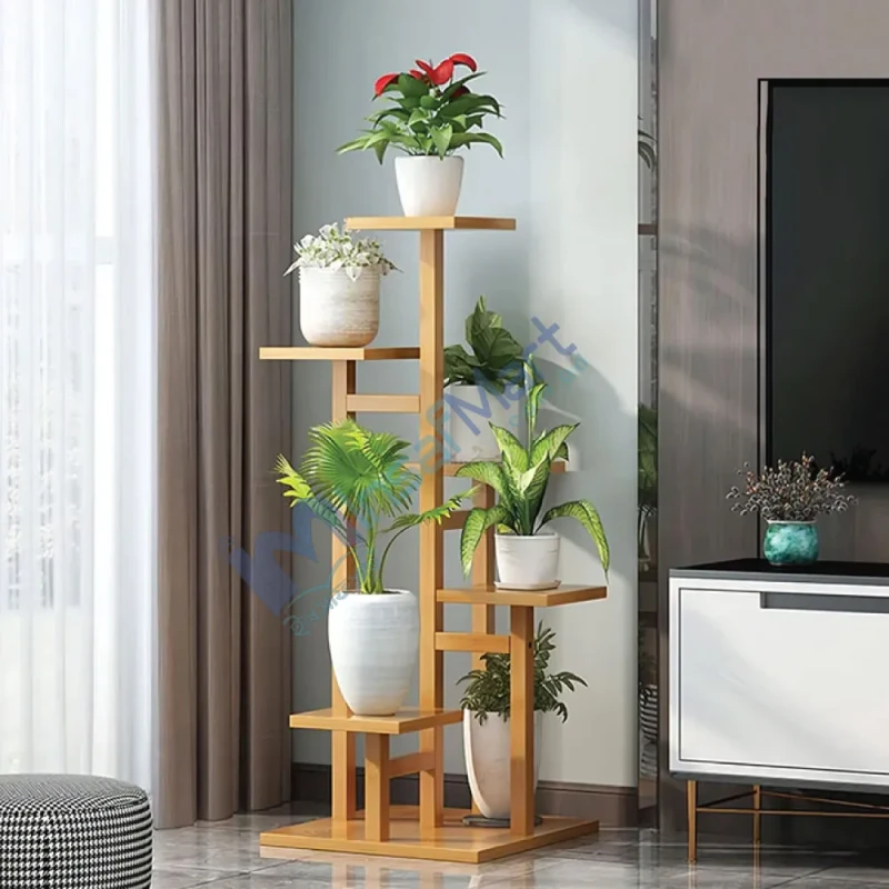 5 Tier Wooden Flower Plant Stand Square