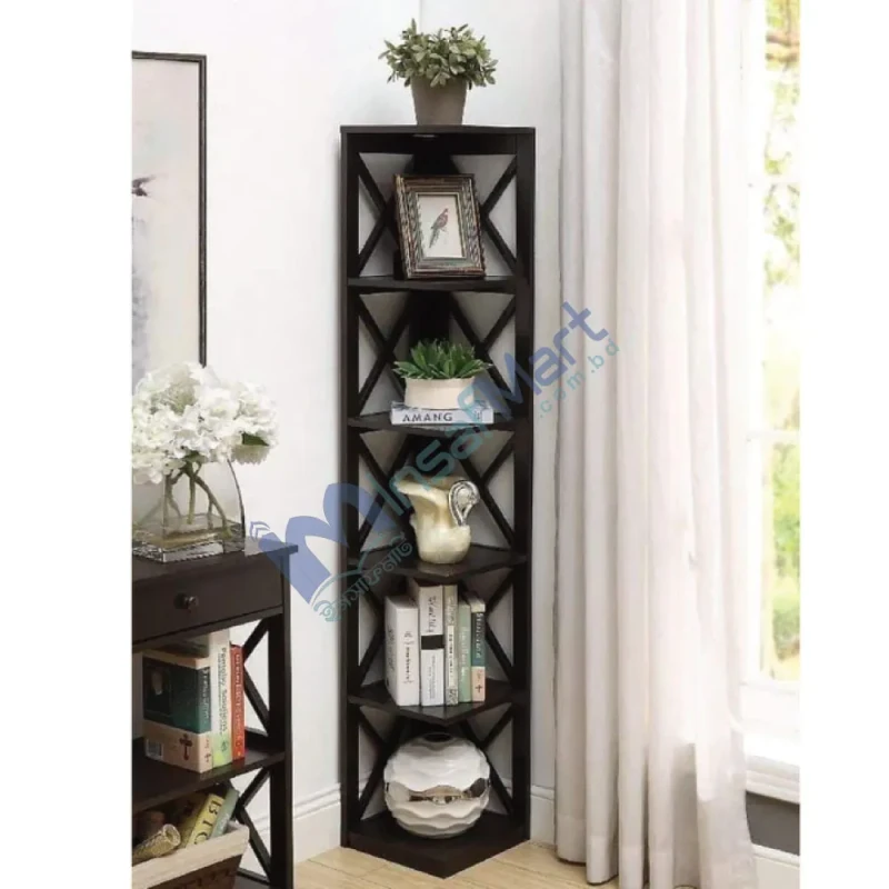 Oxford 5 Tier Corner Bookcase | Wooden Corner Shelf