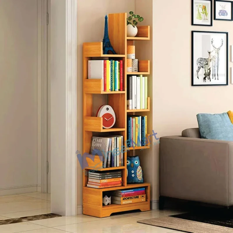 Wooden L Shape Bookshelf for Office & Home