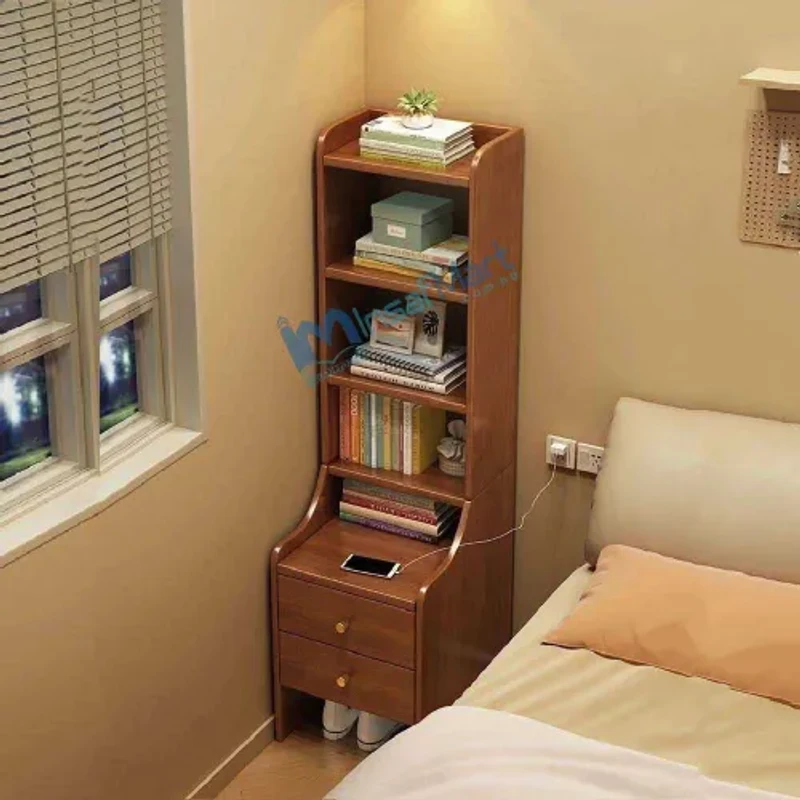 Side Tables for Living Room with 2 Drawers and Open Storage | Compartment for Bedroom | Bookcase for Bedroom | Rustic Bedside Tables for Bedroom, Living Room