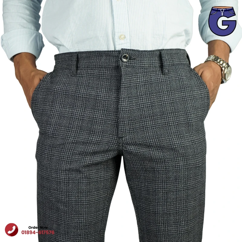 Grey Cheque Formal Pant