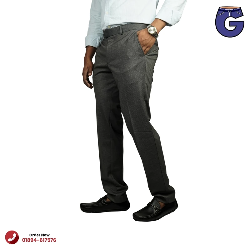 Dark Grey Cheque Formal Pant