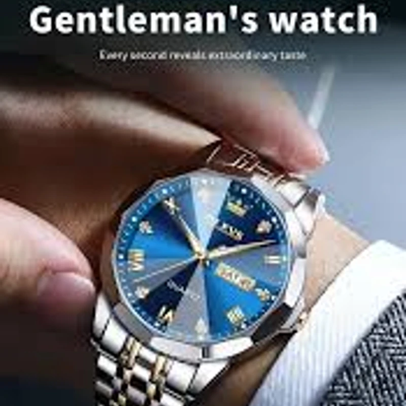 OLEVS 9931 Quartz Watch for Men Solid Stainless Steel Strap Rhombus Design Fashion Wristwatch Men's Waterproof Watche