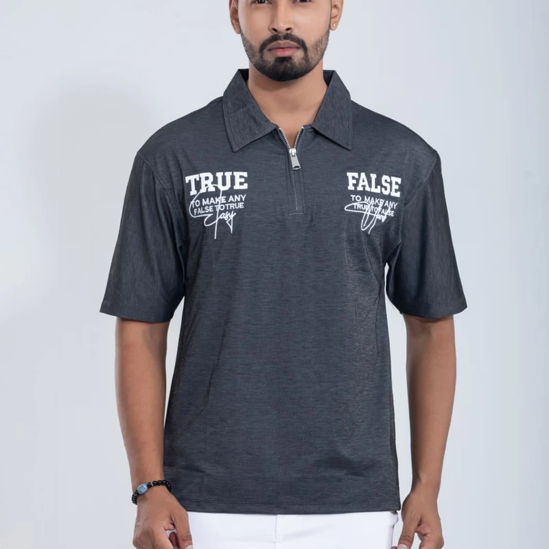 China premium polo | Deep Ash | Embroidery Design