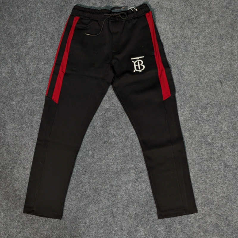 Men’s Relaxed Fit joggers in Black & Red - Thumbnail 4