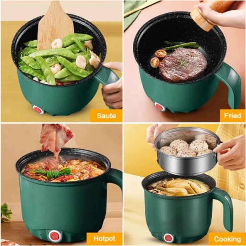 YN Electric Cooking Pot Double Deck–18cm – Green Color