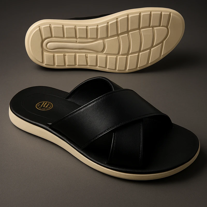 JS25B1500H | অরিজিনাল গরুর চামড়ার কালো জুতা - লাইট ওয়েট | JNK