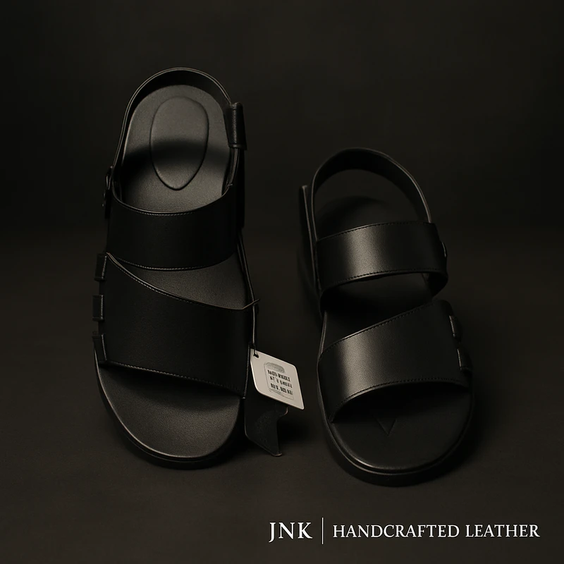 JS03B1500PO | অরিজিনাল গরুর চামড়ার কালো জুতা - লাইট ওয়েট | JNK Leathers