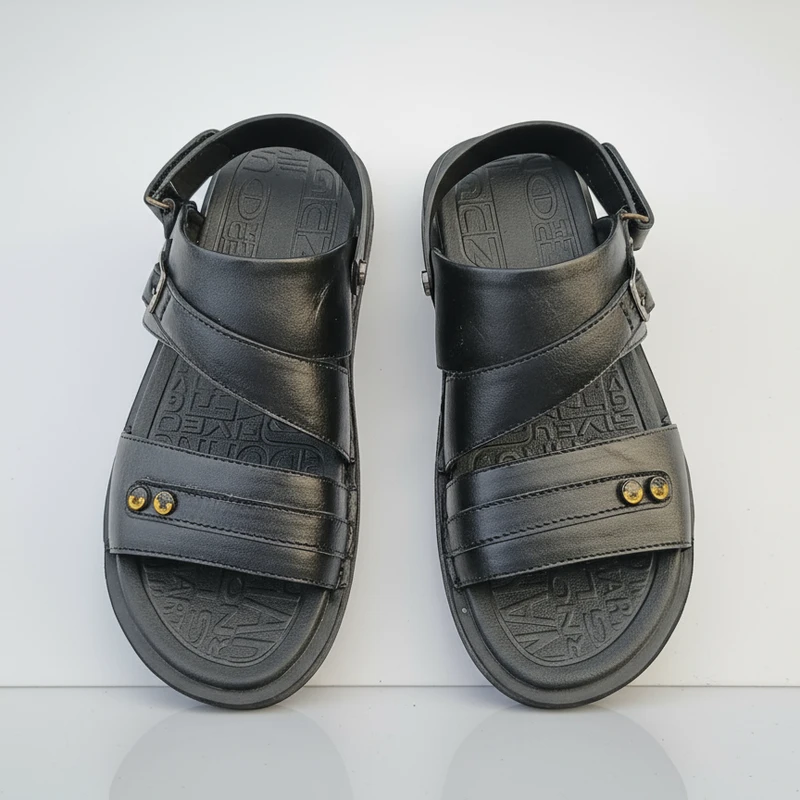 JNK Premium Leather Sandal – Model JS04 (Black)