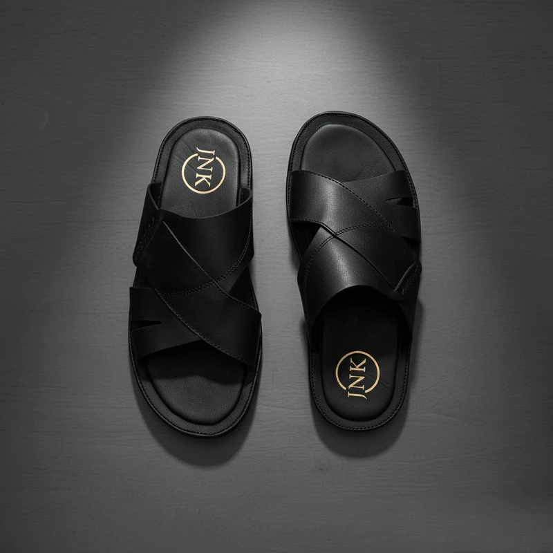 JS20B600 | অরিজিনাল গরুর চামড়ার কালো জুতা - লাইট ওয়েট | JNK Leathers