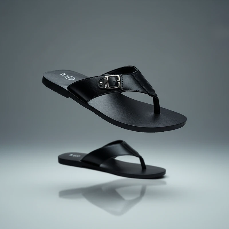 JNK Premium Leather Sandal – Model JS08 (Black)