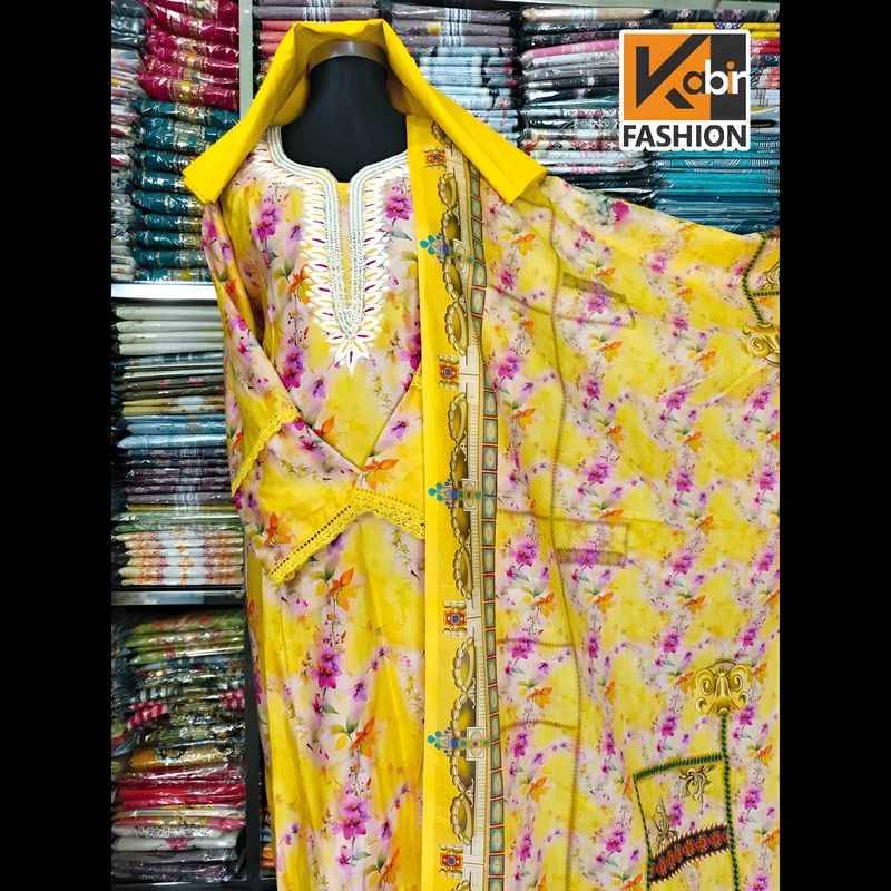 🔥নিউ ঈদ কালেকশন আকর্ষণীয় স্পেশাল কারচুপি করা থ্রি-পিছ।