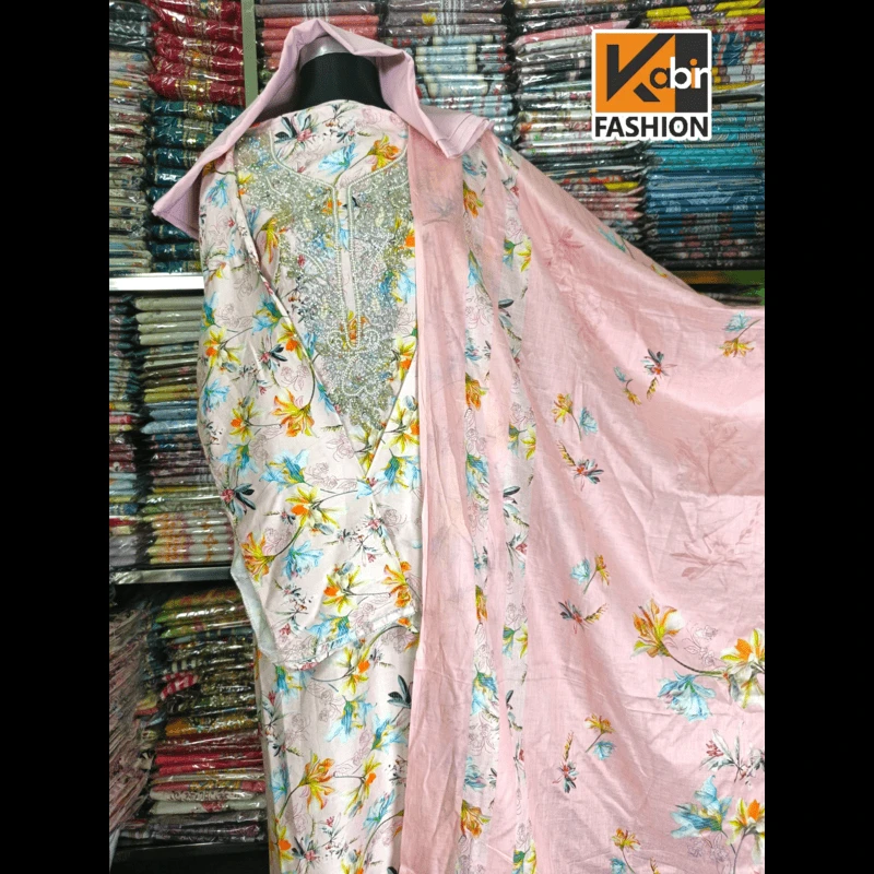 🔥নিউ ঈদ কালেকশন আকর্ষণীয় স্পেশাল কারচুপি করা থ্রি-পিছ।