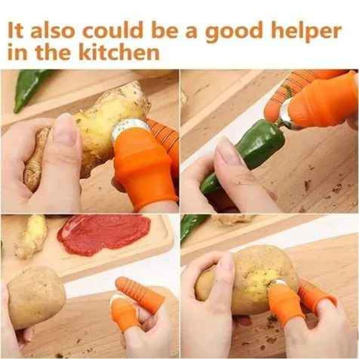 Silicone Vegetables Finger Cutter ( 5 Piece = 1 Set) - Thumbnail 3